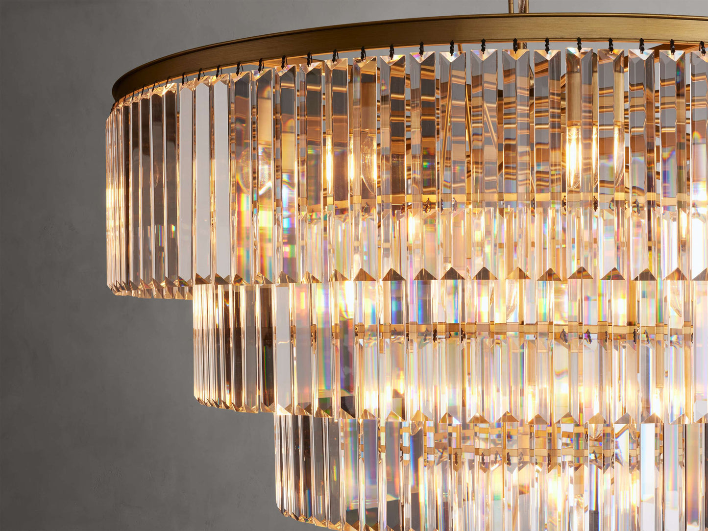 Leyland Faceted Deco Tiered Round Chandelier