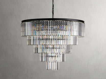 Leyland Faceted Deco Tiered Round Chandelier