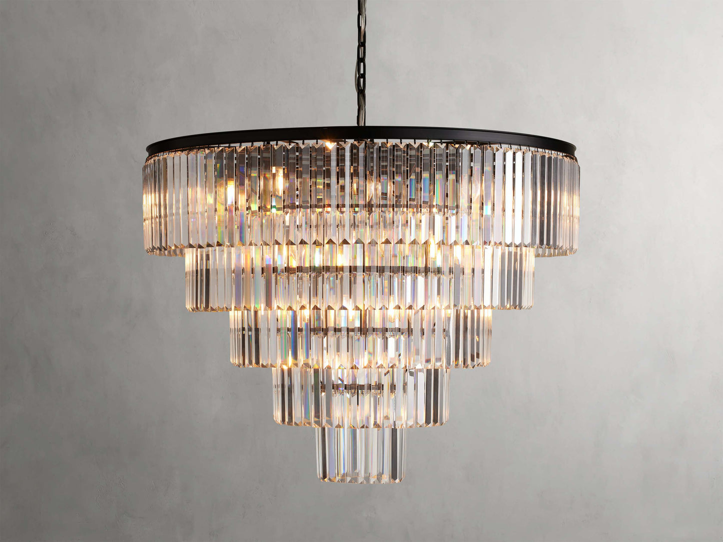 Leyland Faceted Deco Tiered Round Chandelier