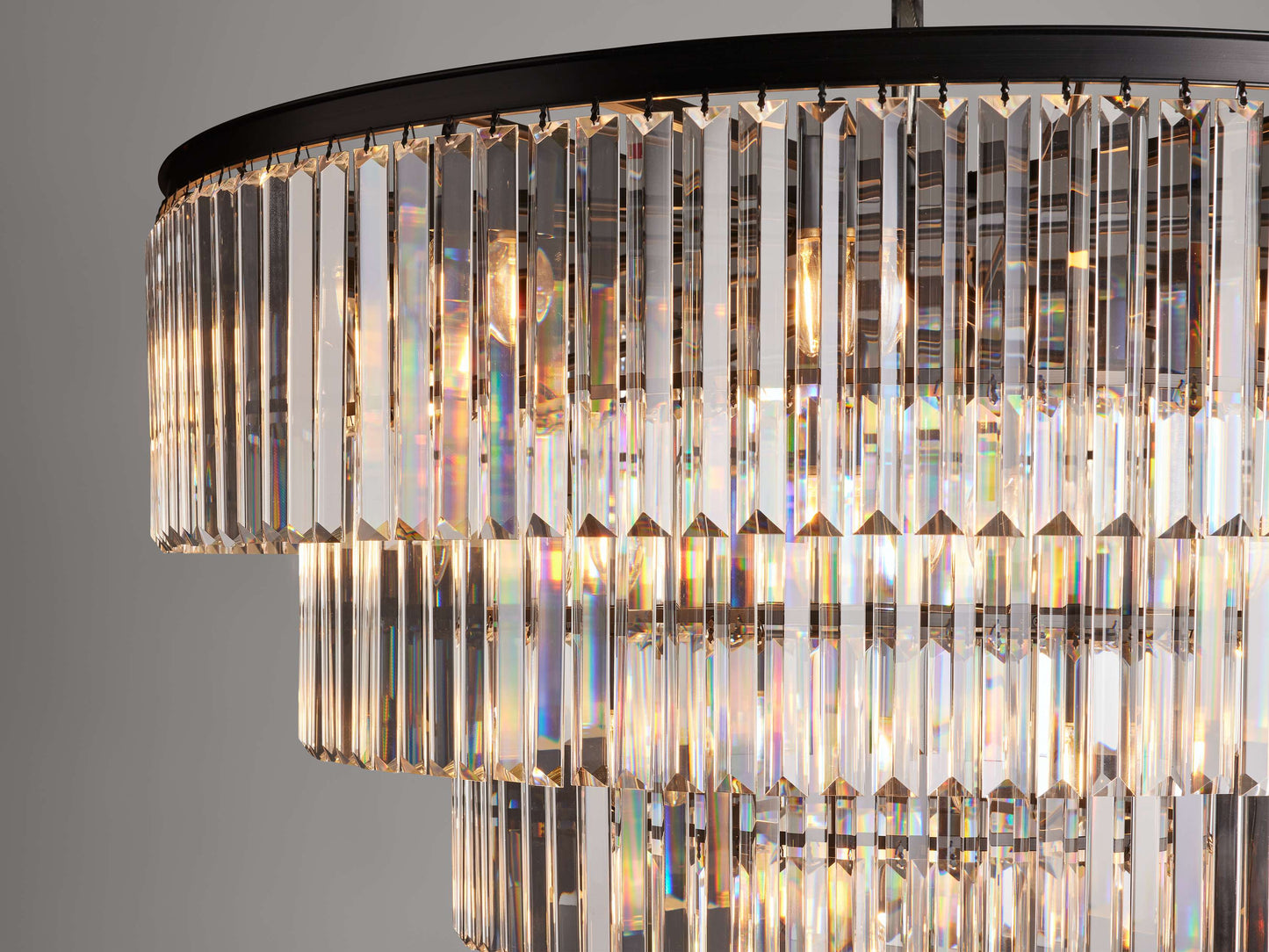 Leyland Faceted Deco Tiered Round Chandelier