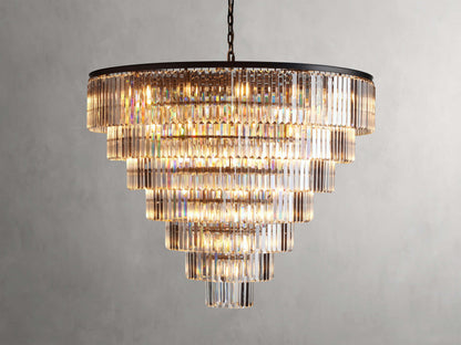 Leyland Faceted Deco Tiered Round Chandelier