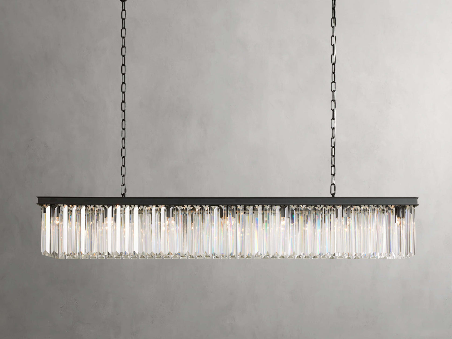Leyland Faceted Deco Rectangular Chandelier