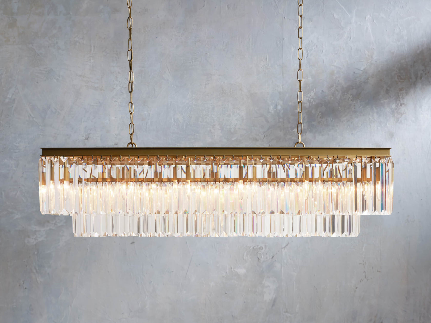 Leyland Faceted Deco Tiered Rectangular Chandelier