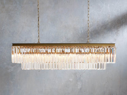 Leyland Faceted Deco Tiered Rectangular Chandelier