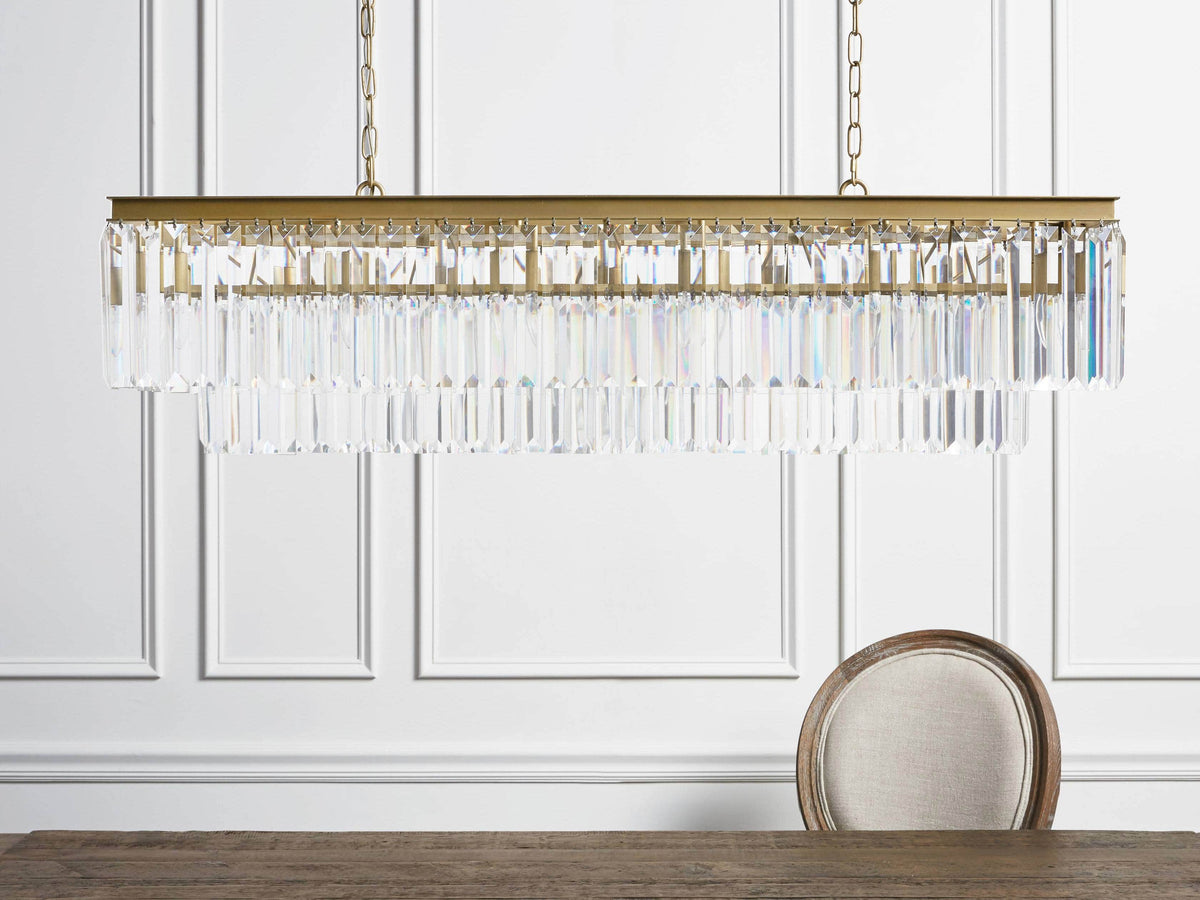 Leyland Faceted Deco Tiered Rectangular Chandelier