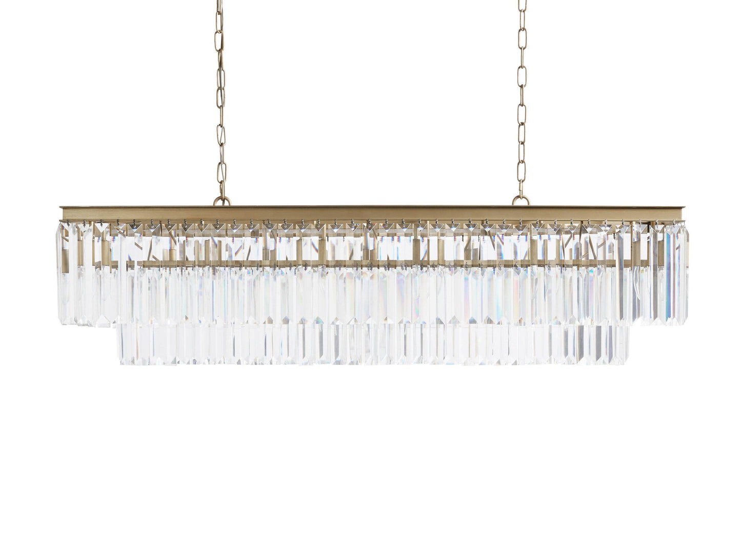 Leyland Faceted Deco Tiered Rectangular Chandelier