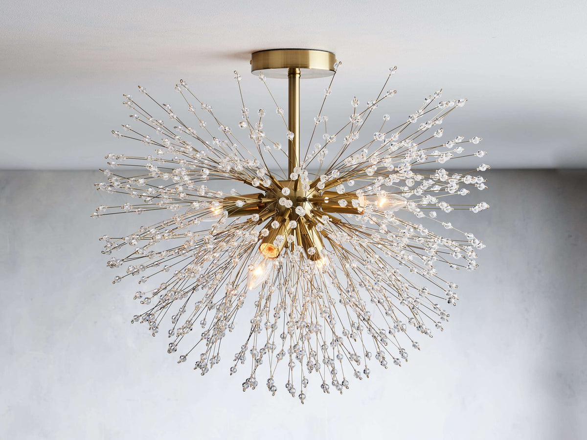 Dandelion Whimsical Crystal Flush Mount