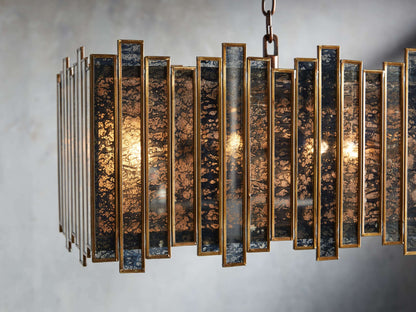 Laila Antiqued Glass Rectangular Chandelier