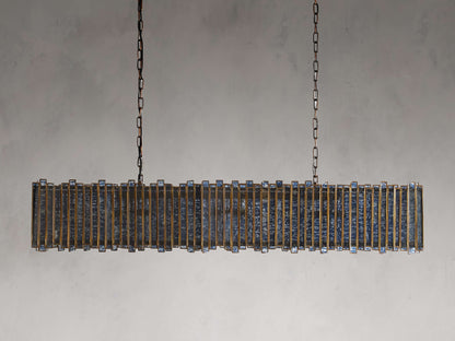 Laila Antiqued Glass Rectangular Chandelier