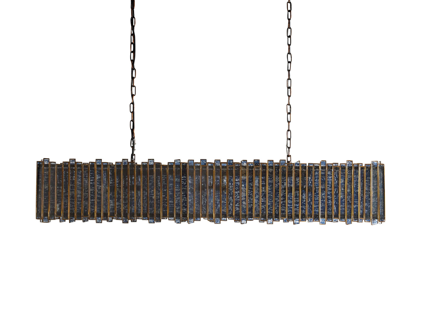 Laila Antiqued Glass Rectangular Chandelier