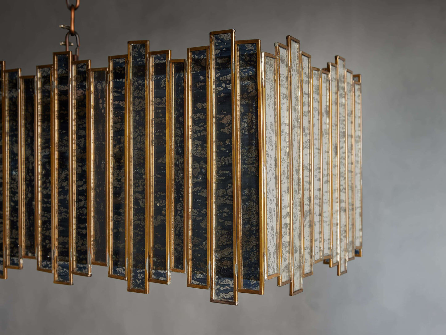Laila Antiqued Glass Rectangular Chandelier