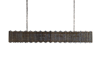Laila Antiqued Glass Rectangular Chandelier