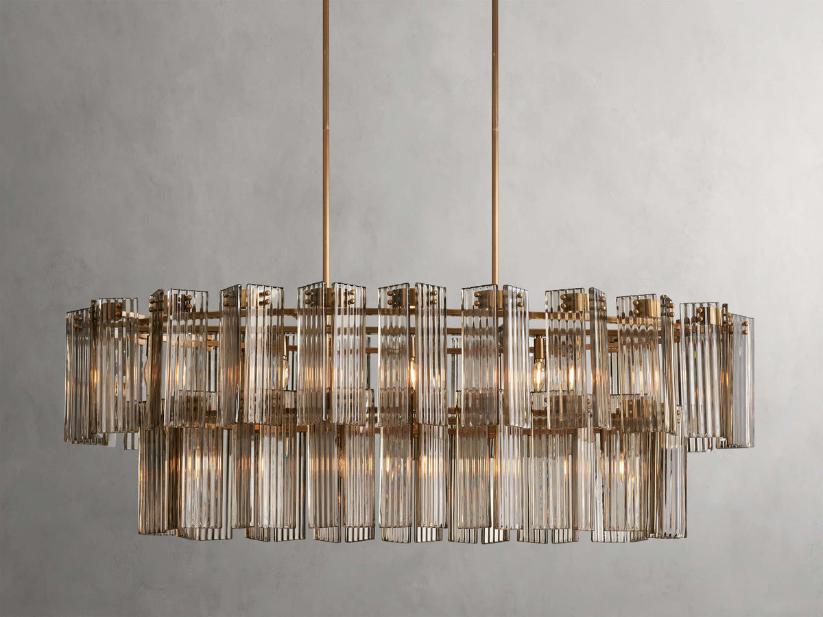 Delsie Reeded Glass Oval Chandelier