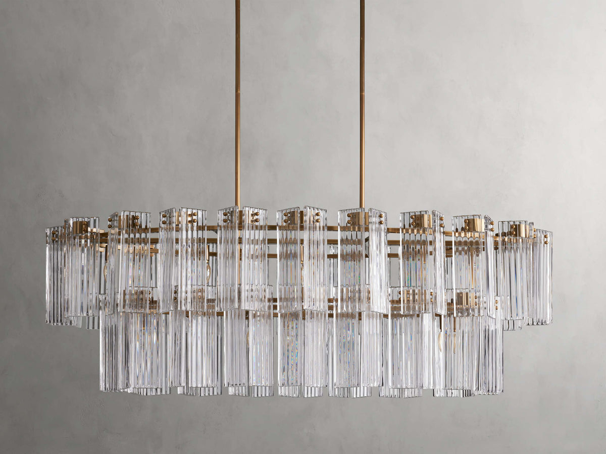 Delsie Reeded Glass Oval Chandelier