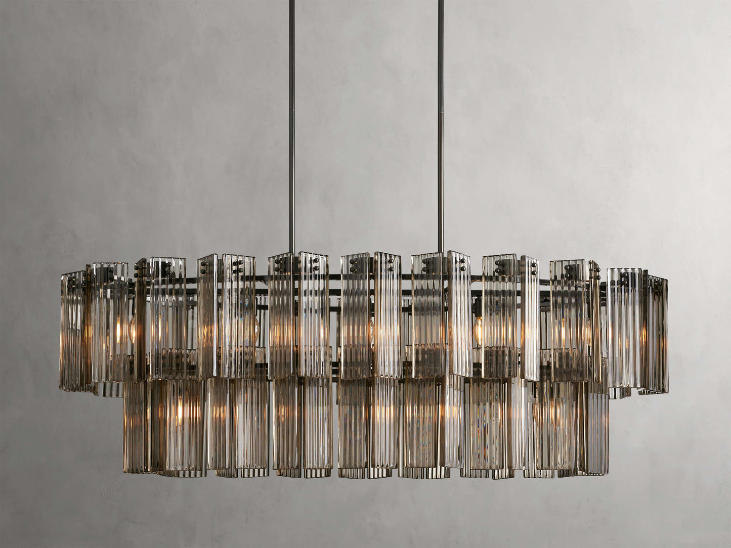Delsie Reeded Glass Oval Chandelier