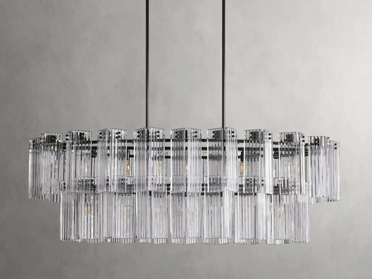 Delsie Reeded Glass Oval Chandelier
