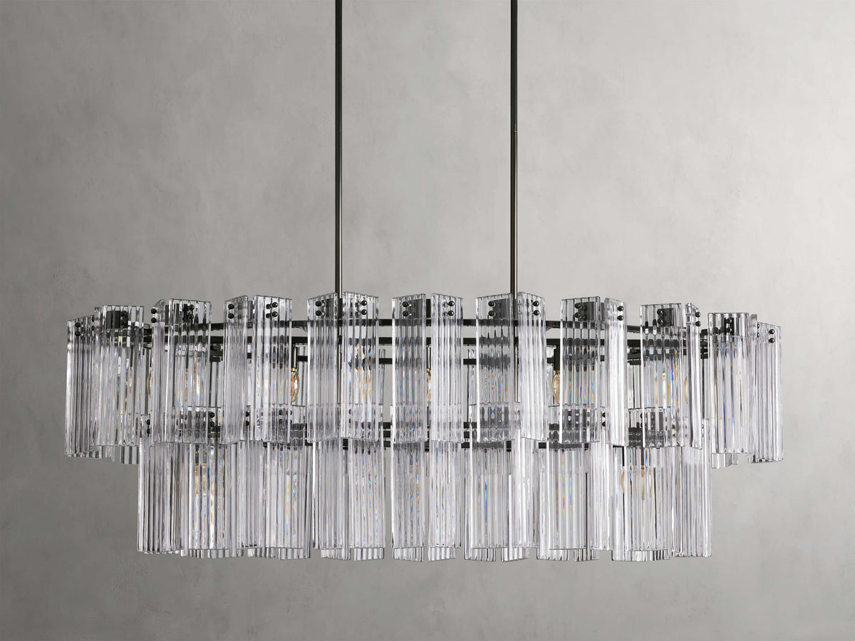 Delsie Vintage Glass Oval Chandelier