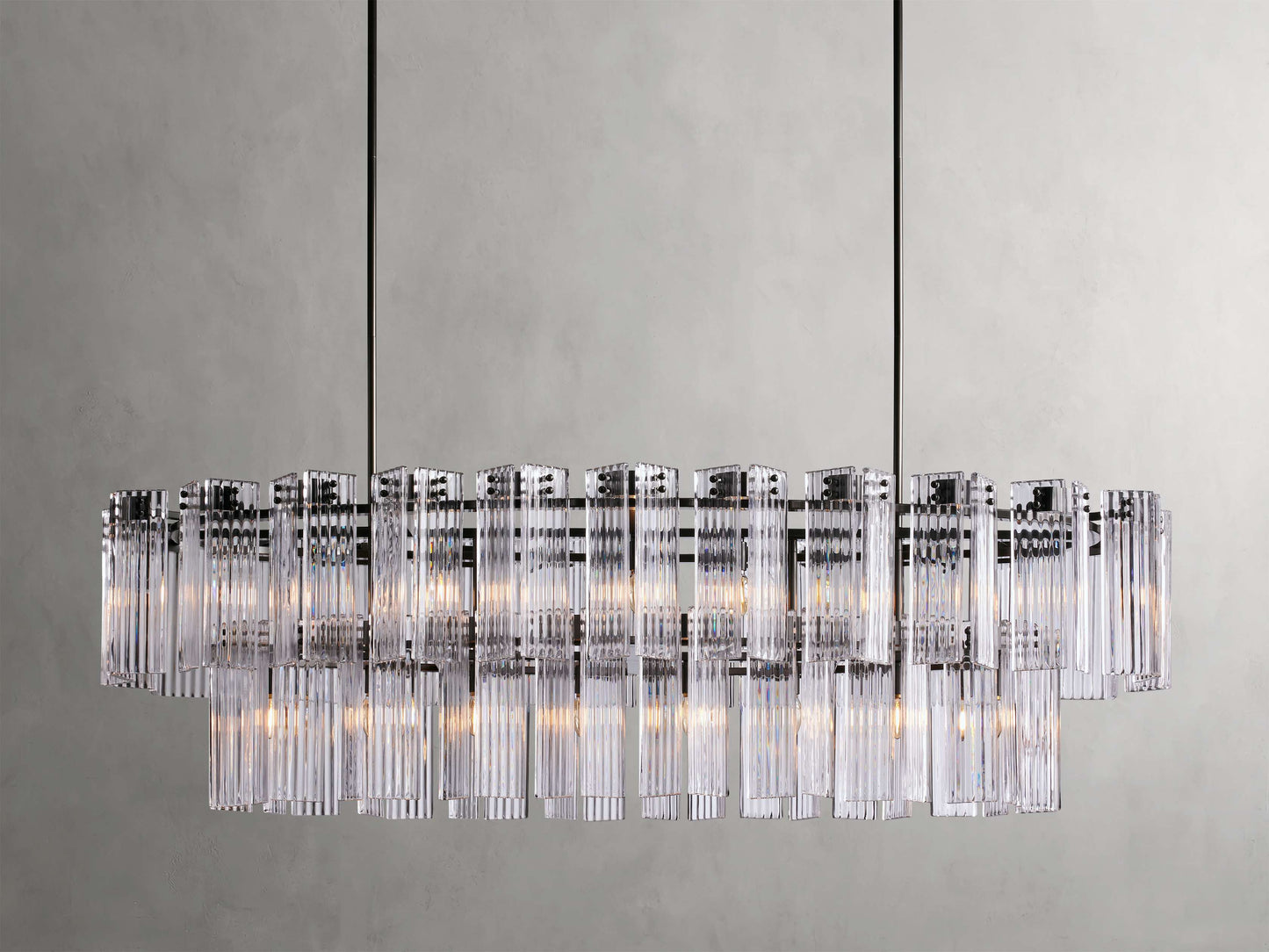 Delsie Reeded Glass Oval Chandelier