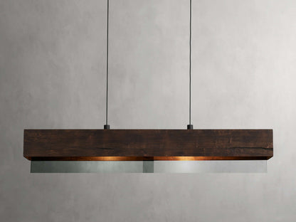 Lena Mirrored Wood Linear Chandelier