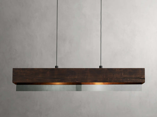 Lena Mirrored Wood Linear Chandelier