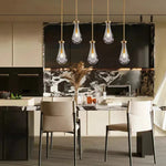 Rain Aura Glass Rectangular Chandelier 36"