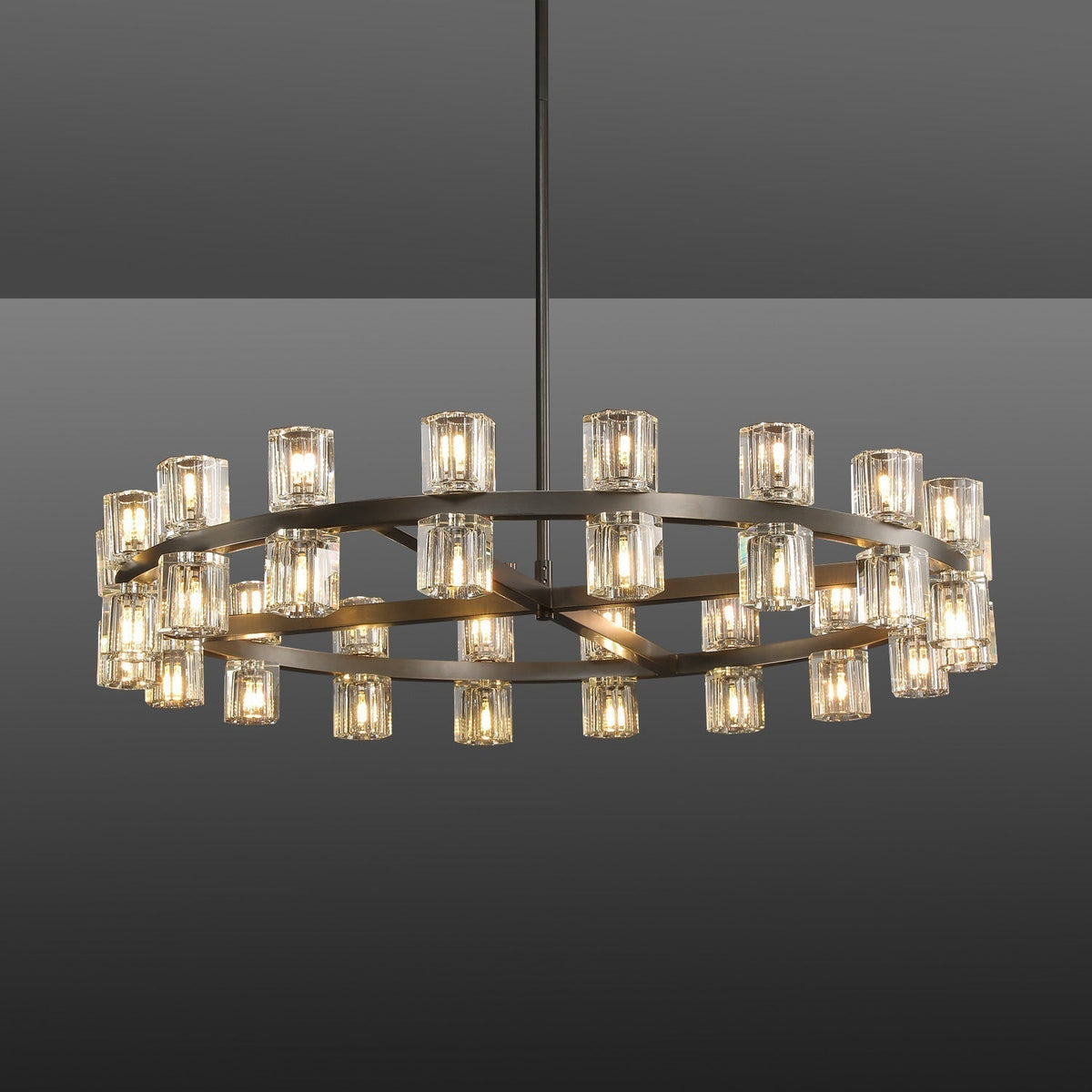 Arcachon Gear Crystal Round Chandelier 36"