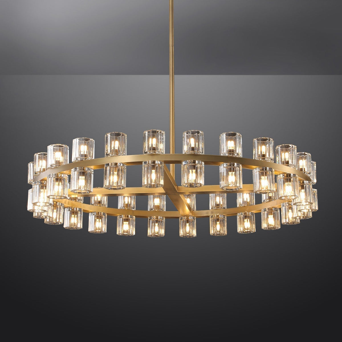 Arcachon Hexagon Crystal Round Chandelier 48"