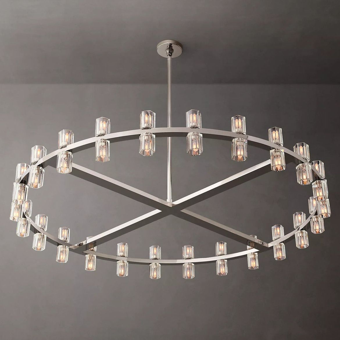 Arcachon Hexagon Crystal Round Chandelier 48"