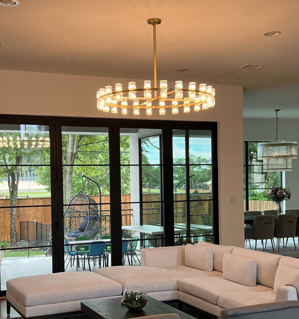 Arcachon Hexagon Crystal Round Chandelier 48"