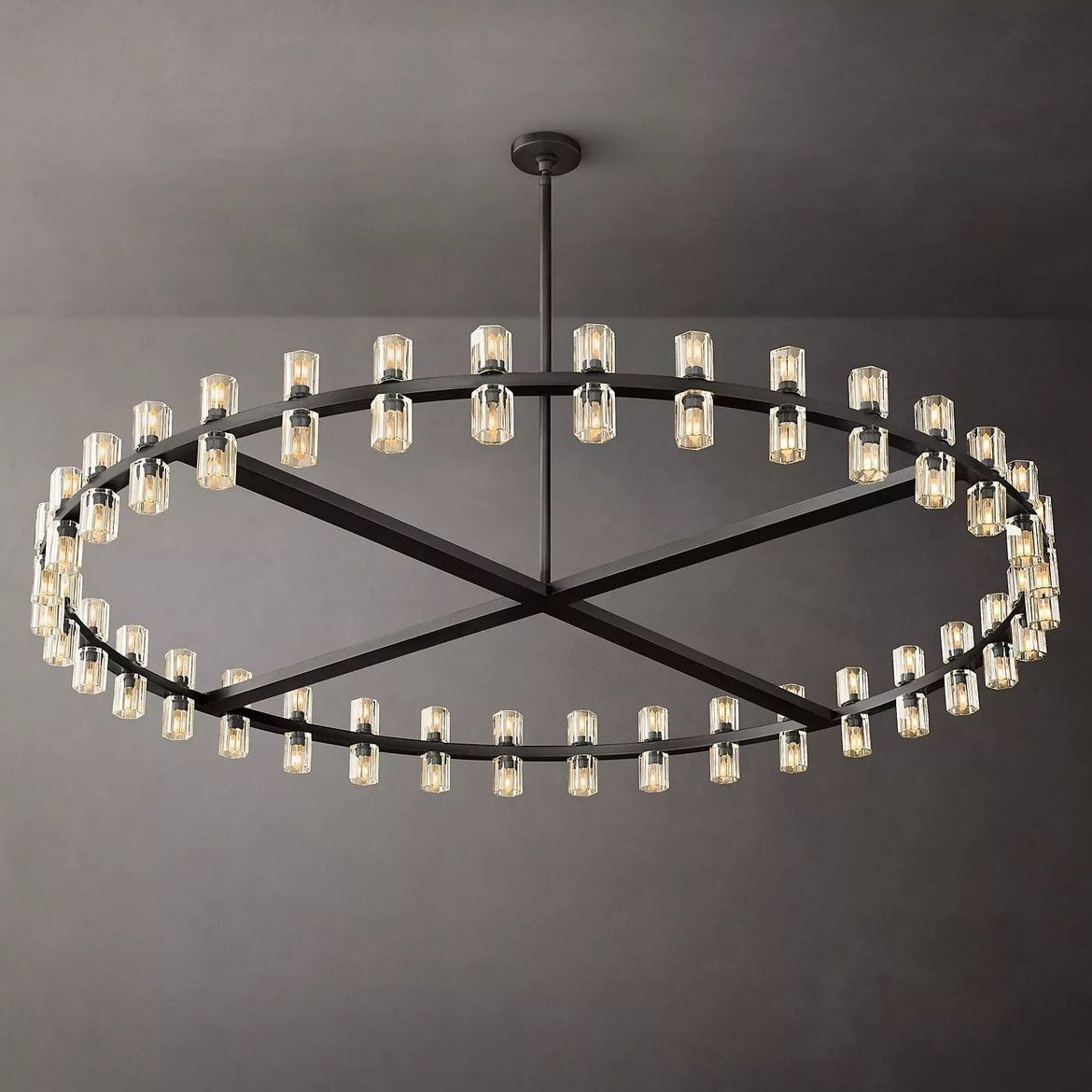 Arcachon Hexagon Crystal Round Chandelier 60"