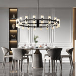Arcachon Hexagon Crystal Round Chandelier 60"