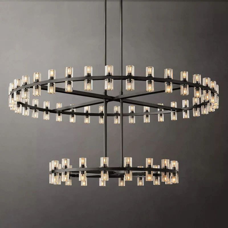 Arcachon Gear Crystal Two-Tier Round Chandelier 60"