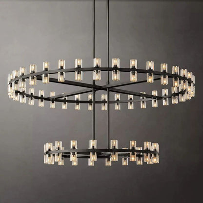 Arcachon Gear Crystal Two-Tier Round Chandelier 60"