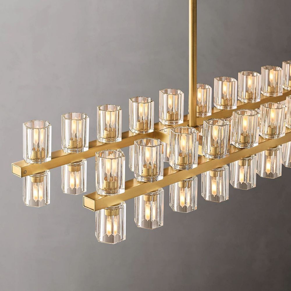 Arcachon Gear Crystal Rectangular Chandelier 72"
