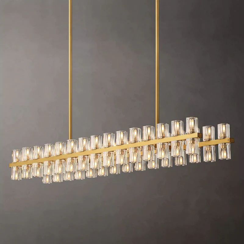 Arcachon Gear Crystal Rectangular Chandelier 54"