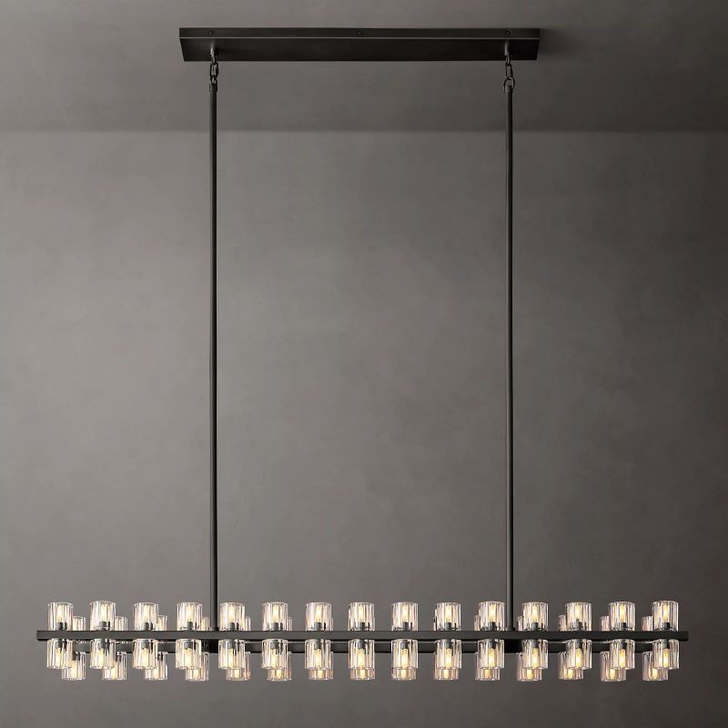 Arcachon Gear Crystal Rectangular Chandelier 54"