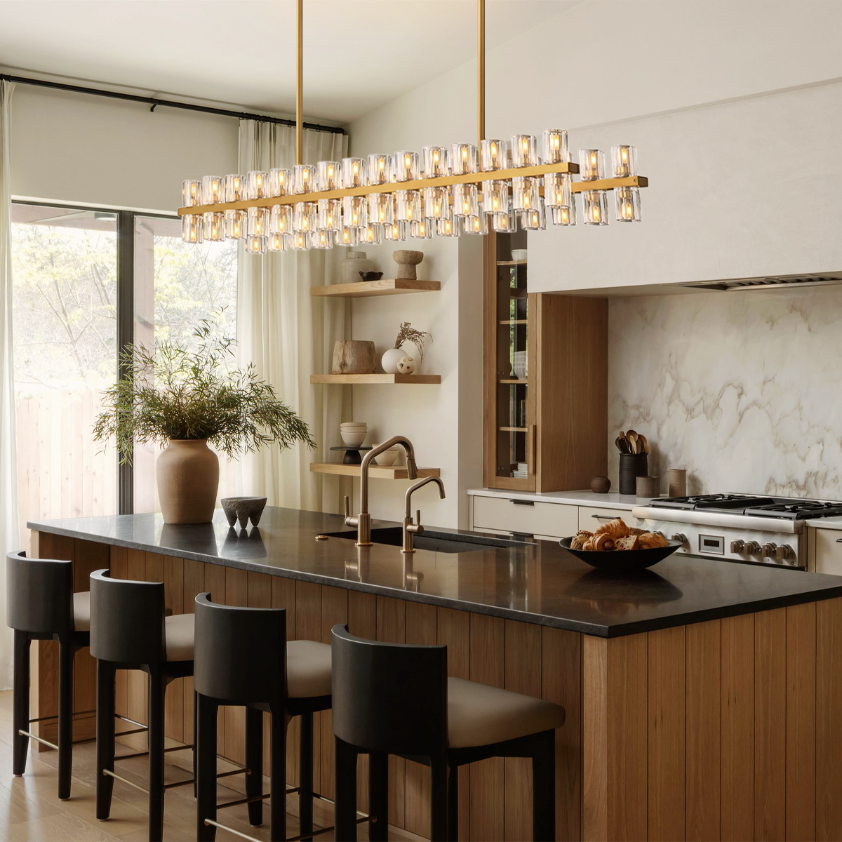 Arcachon Gear Crystal Rectangular Chandelier 72"