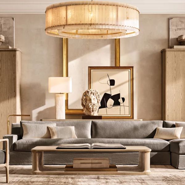 San Marco Vintage Alabaster Round Chandelier 48"