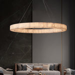 Rivage Veined Alabaster Round Chandelier 40"