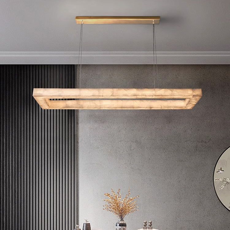 Rivage Veined Alabaster Rectangular Chandelier 72"