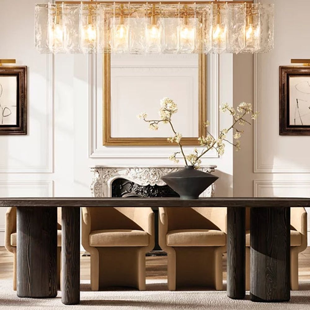 Lattice Module Glass Rectangular Chandelier 67"