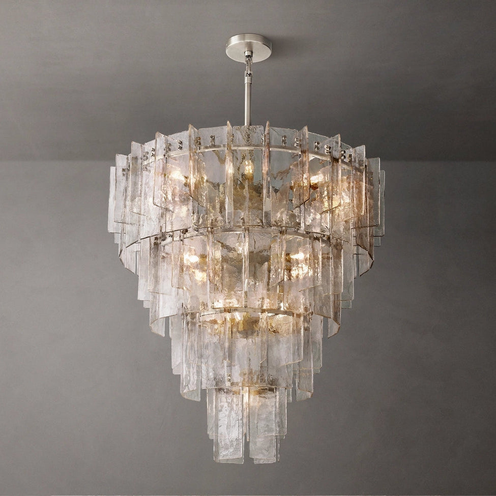Lattice Module Glass Tiered Round Chandelier 47"