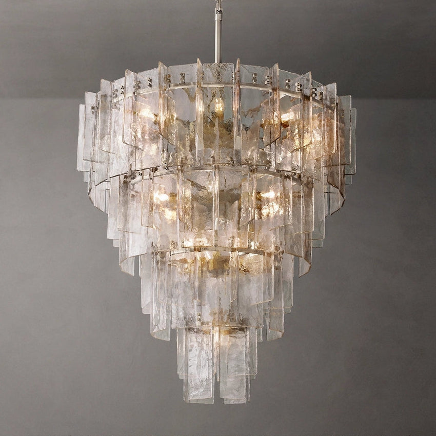 Lattice Module Glass Tiered Round Chandelier 47"