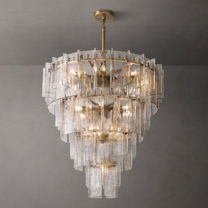 Lattice Module Glass Tiered Round Chandelier 47"