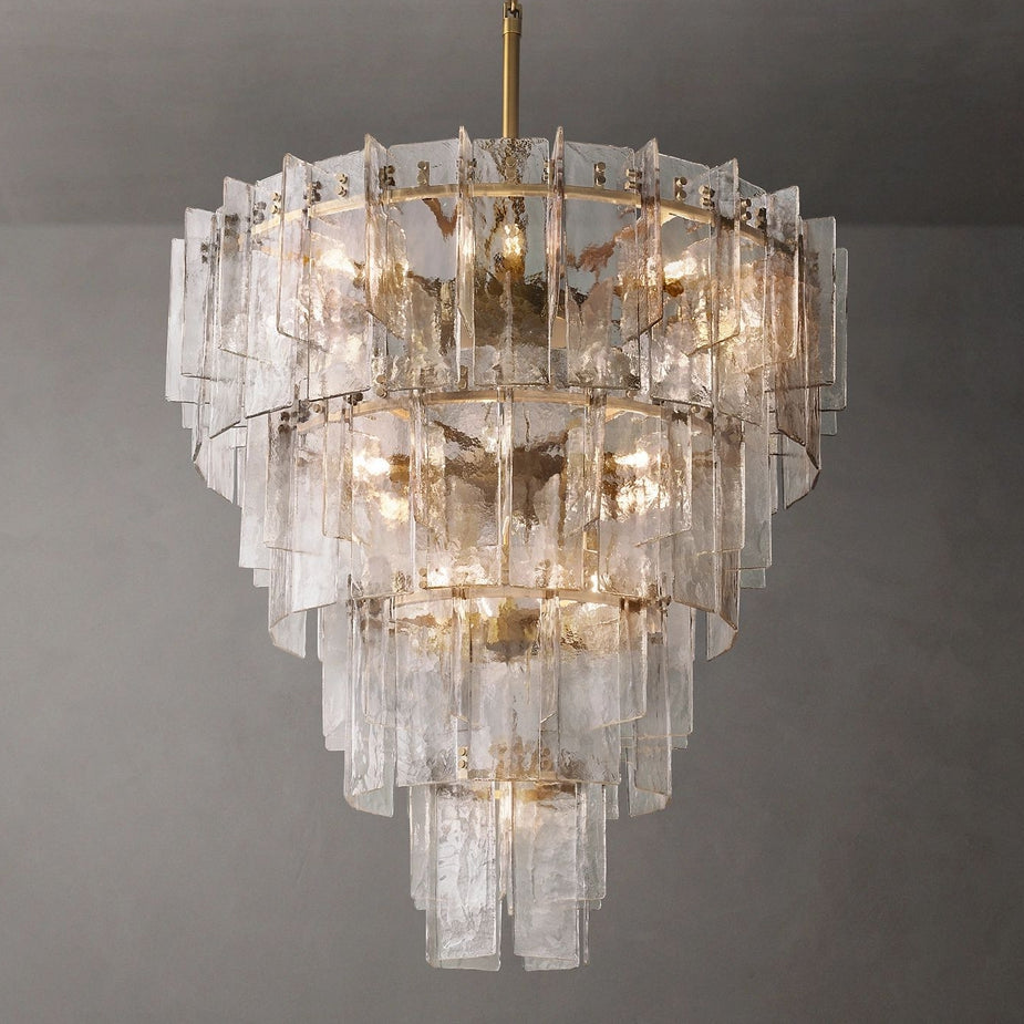 Lattice Module Glass Tiered Round Chandelier 47"