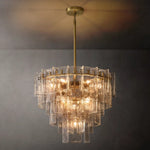 Lattice Module Glass Tiered Round Chandelier 36"
