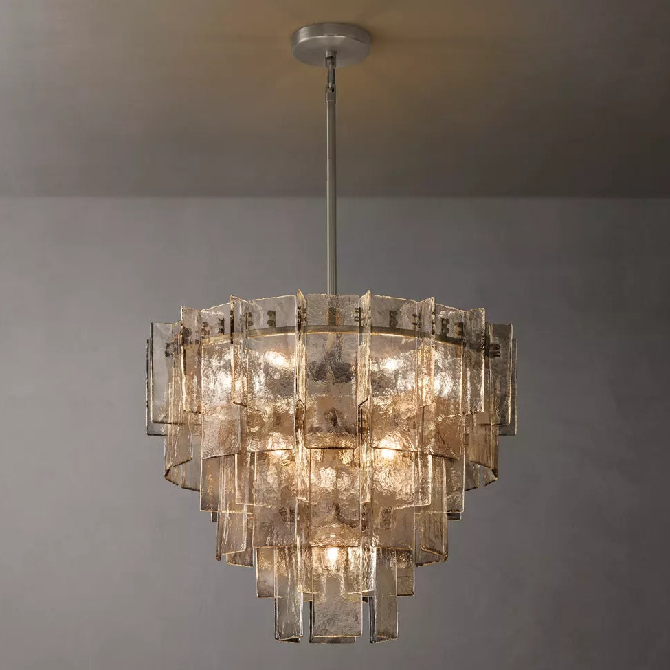 Lattice Module Glass Tiered Round Chandelier 36"