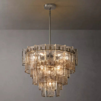 Lattice Module Glass Tiered Round Chandelier 36"