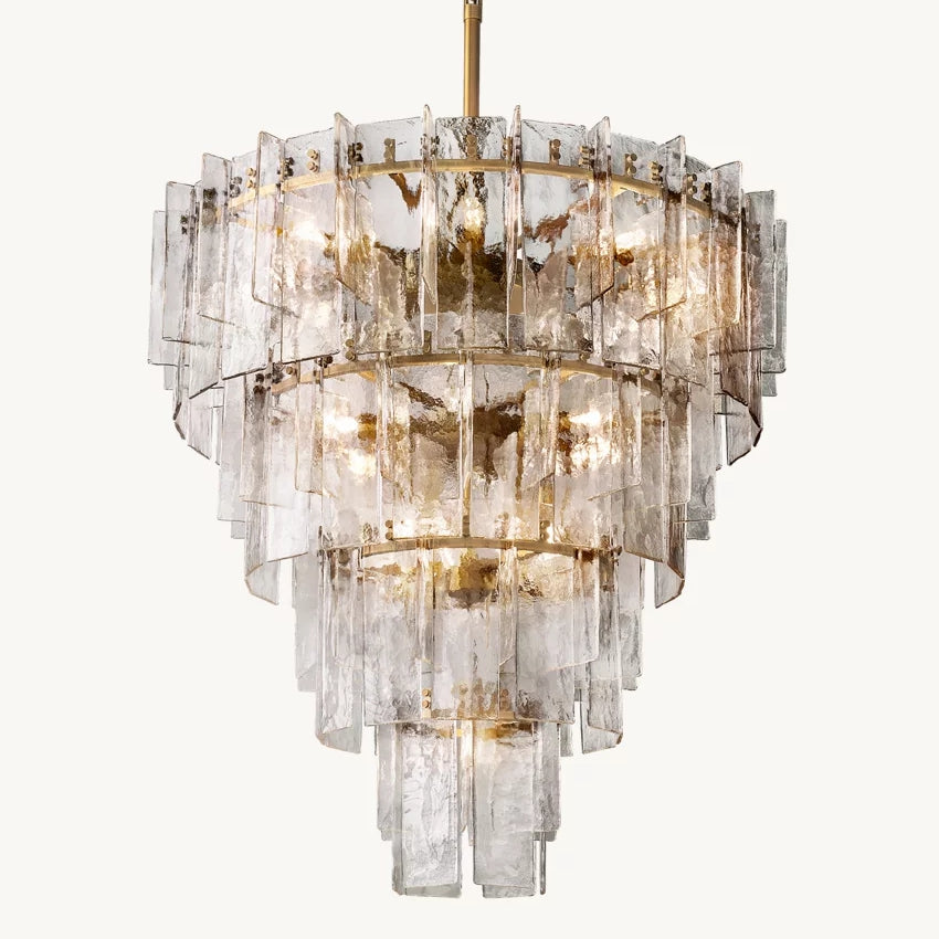 Lattice Module Glass Tiered Round Chandelier 47"