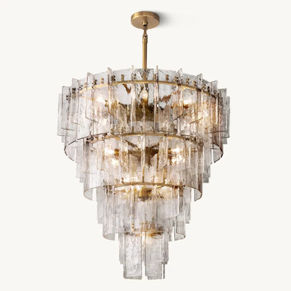 Lattice Module Glass Tiered Round Chandelier 47"